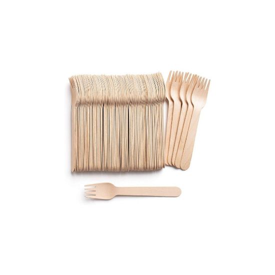 Picture of Biodegradable Cocktail Fork Wooden 9cm 100/pack